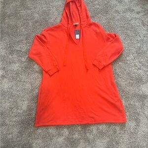 Orange Hooded Sweatshirt Dress